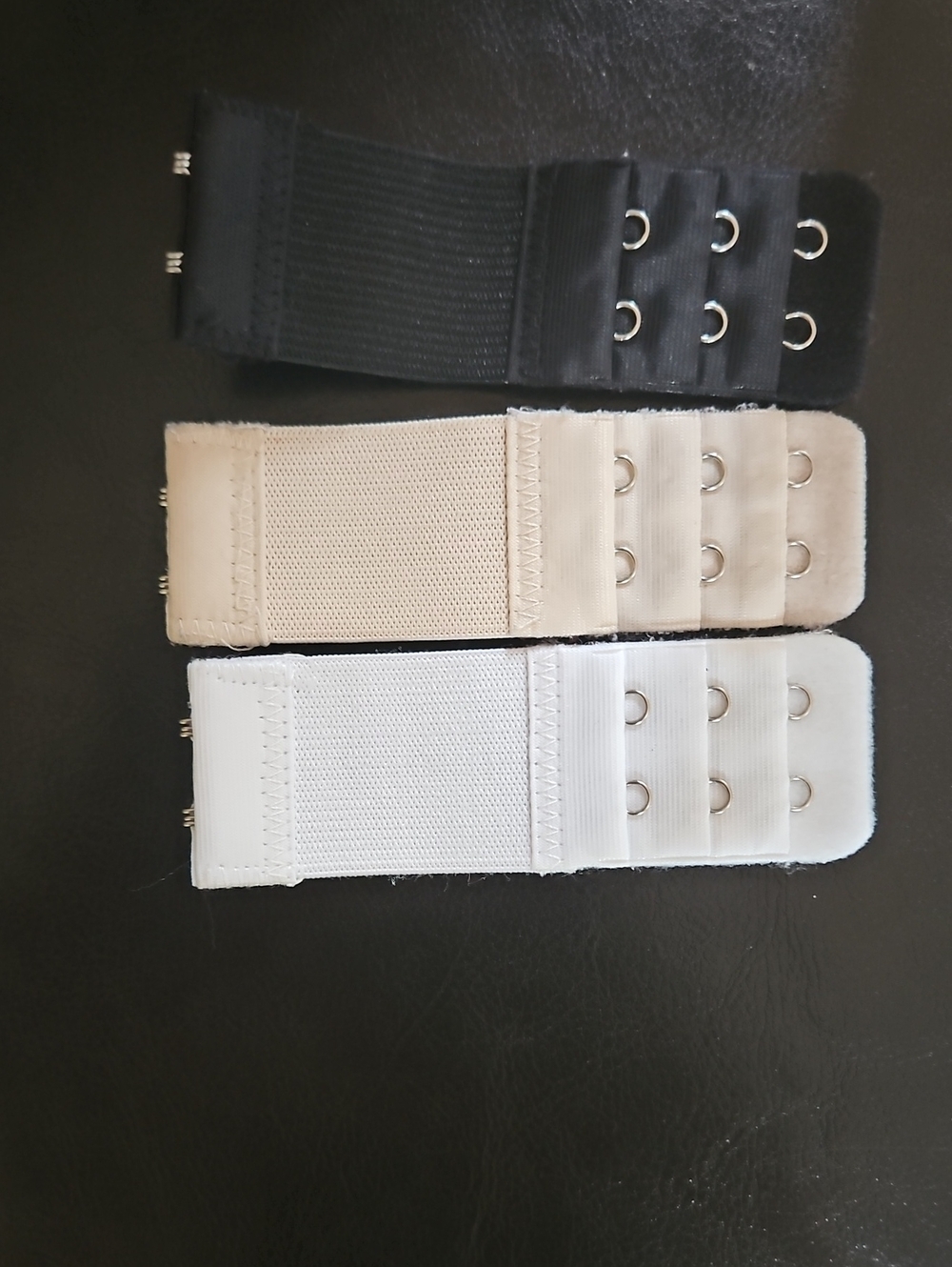 Elastic Bra Extender Set Dual Hook 3 Rows- Black, Beige, White